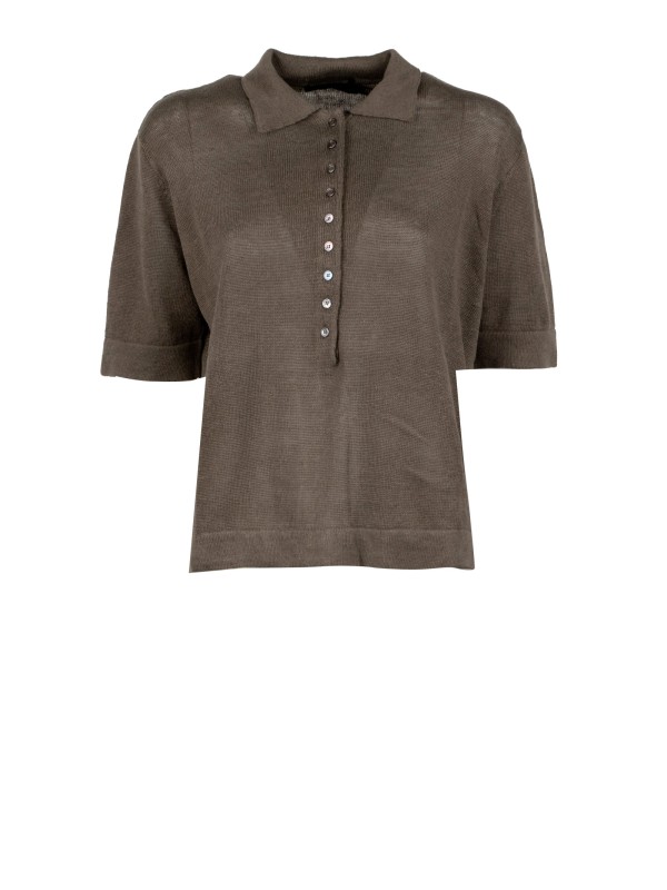 Short-Sleeve Polo Shirt with Button Placket
