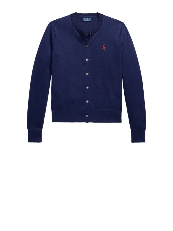 Cardigan Polo Ralph Lauren in Cotone Pima Blu Navy