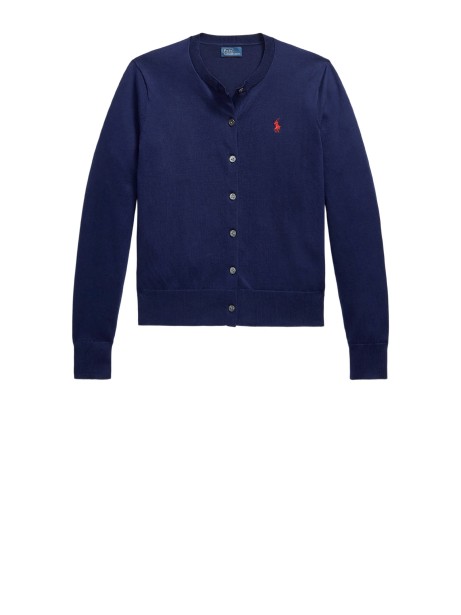 Cardigan Polo Ralph Lauren in Cotone Pima Blu Navy