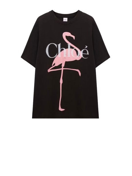 Chloé Oversized Flamingo Print T-Shirt