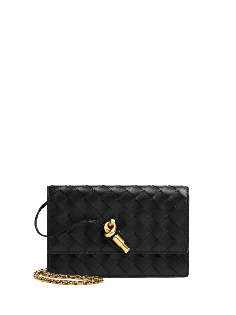 Bottega Veneta Andiamo Pouch on Chain in Black