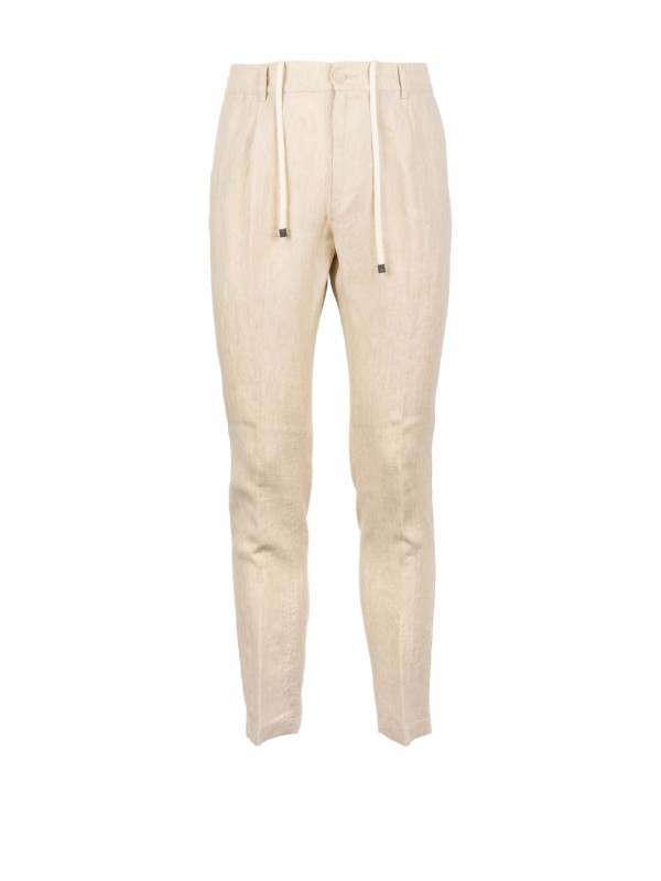 Cruna Slim Fit Technical Fabric Trousers in Midnight Blue