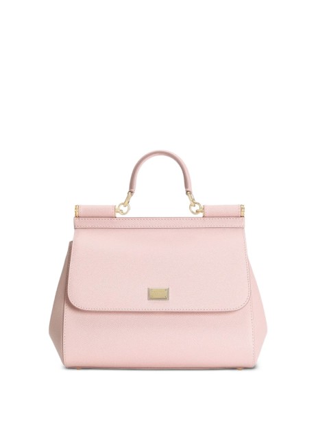 Borsa a mano Sicily grande in pelle di vitello Dauphine rosa
