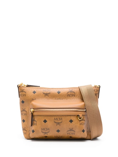 MCM Diamond Unisex Crossbody Bag in Cognac