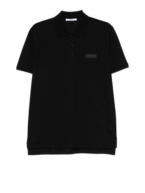 Givenchy Black Cotton Polo Shirt with Chest Logo Patch