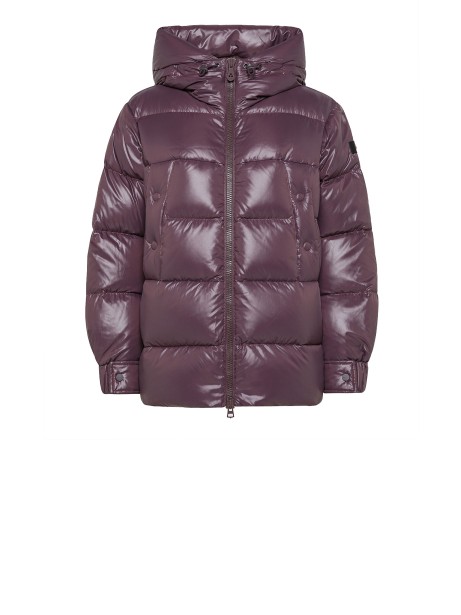 Women's plum quilted down jacket with hood