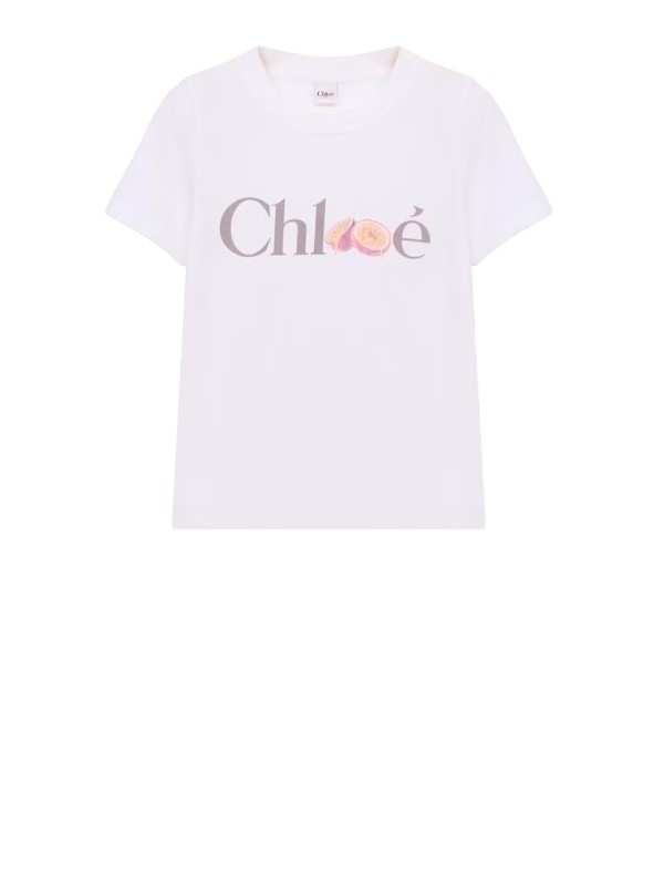 T-shirt Chloé con Logo in Cotone