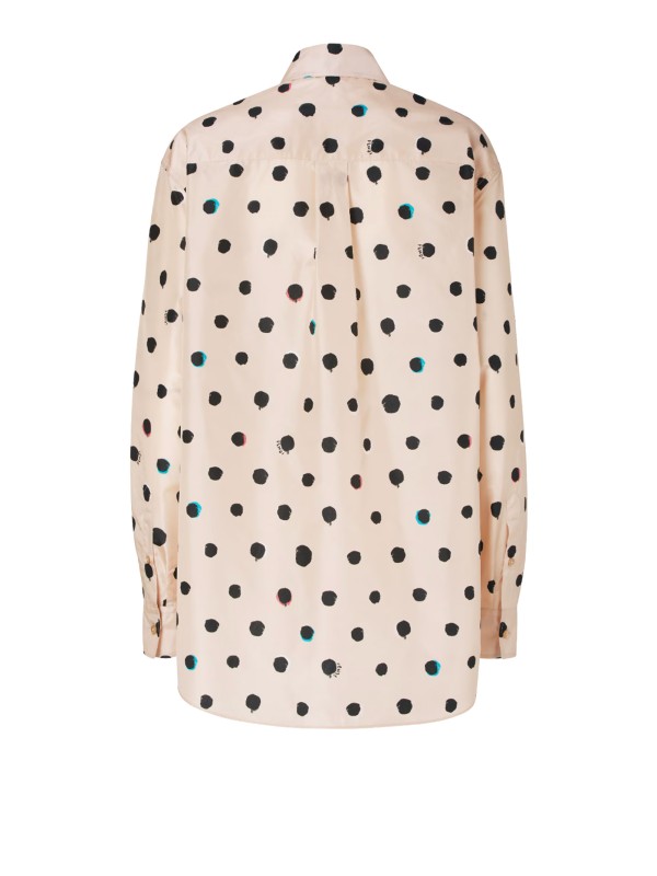 Camicia in Taffetà Rosa con Motivo Falena Dots
