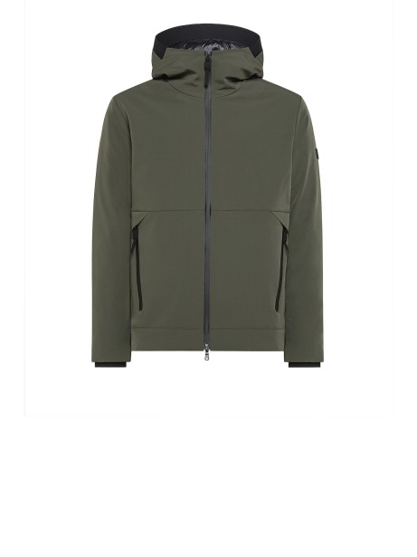 Smooth bomber down jacket in stretch nylon