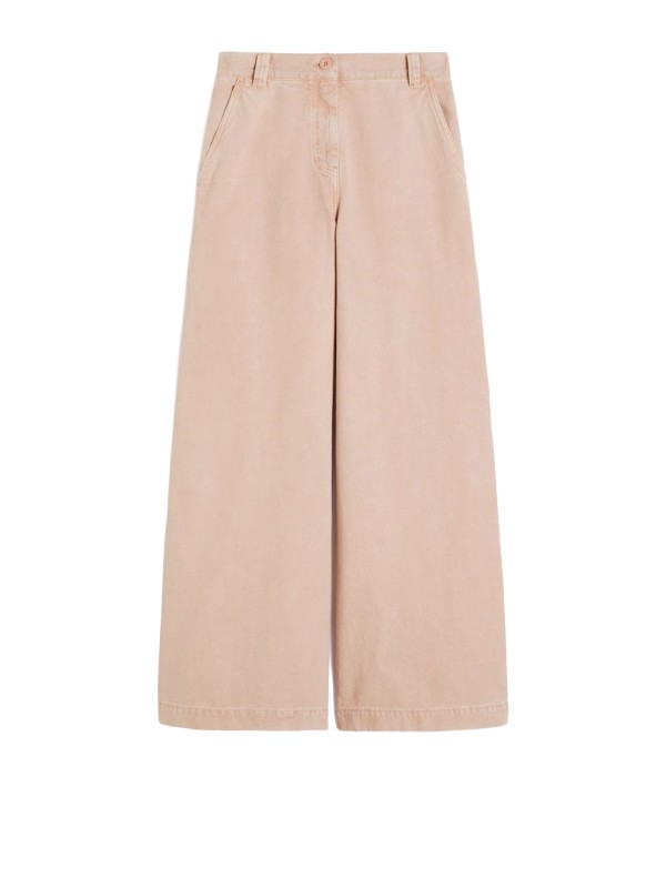 Max Mara Weekend Pink Cotton Canvas Wide-Leg Trousers