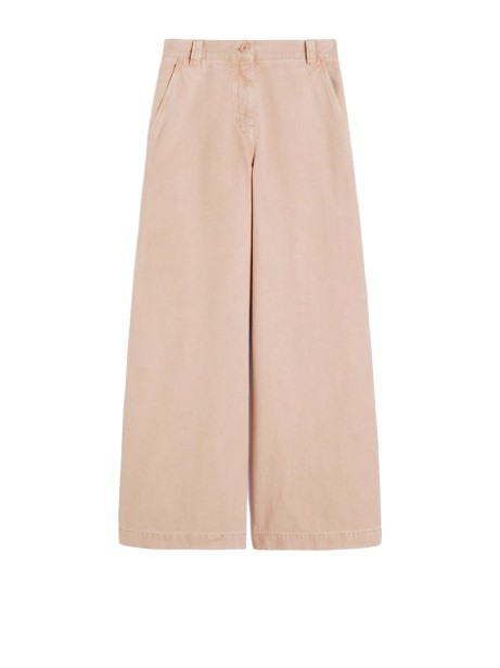 Max Mara Weekend Pink Cotton Canvas Wide-Leg Trousers