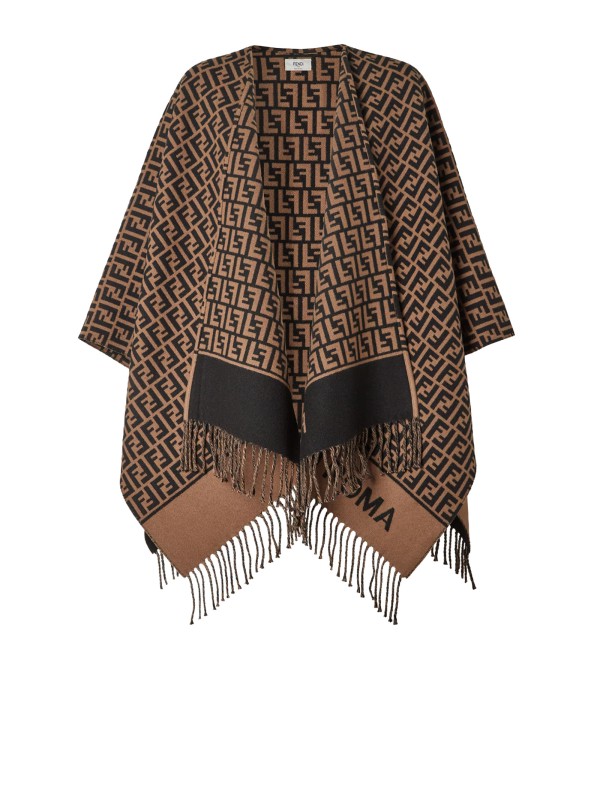 Fendi Brown Wool and Cashmere Poncho