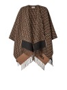 Poncho in Lana e Cashmere Marrone con Motivo FF - Fendi