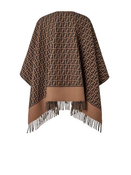 Poncho in Lana e Cashmere Marrone con Motivo FF - Fendi 2