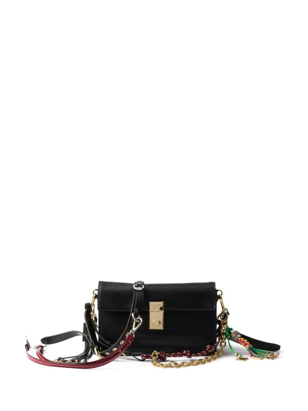Prada Soft Sound Small Leather Shoulder Bag with Charms