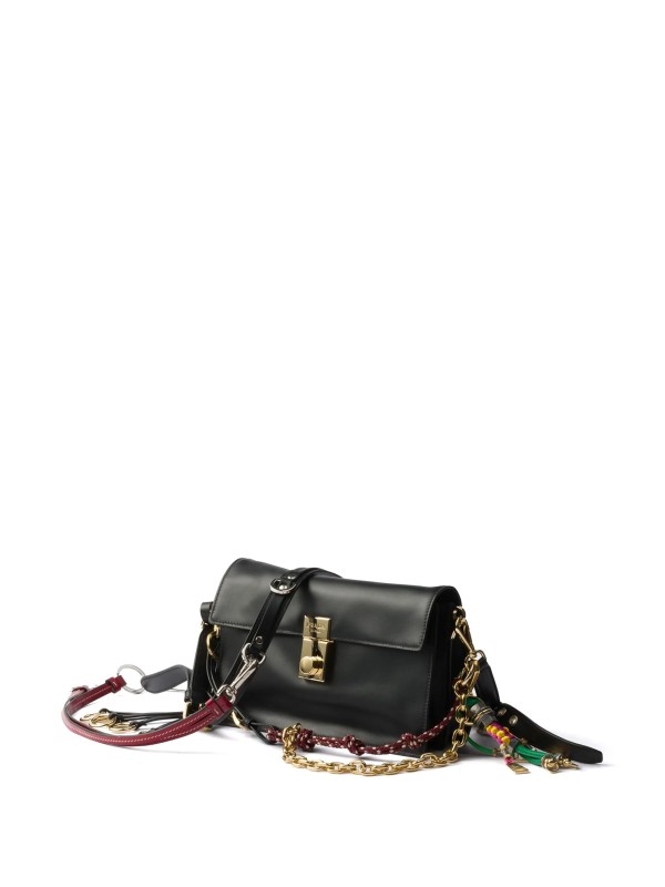 Prada Soft Sound Small Leather Shoulder Bag with Charms