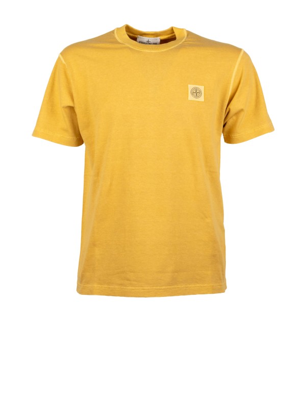 T-shirt Stone Island Lavata Senape Uomo - Motta Fashion Place