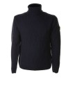 Blue turtleneck woven with logo