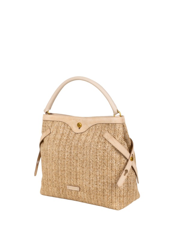 Borsa a Spalla Gianni Chiarini in Paglia con Dettagli in Pelle