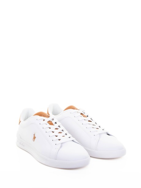 Polo Ralph Lauren Heritage Court II Leather Sneaker Unisex - Sneakers Basse White/Tan