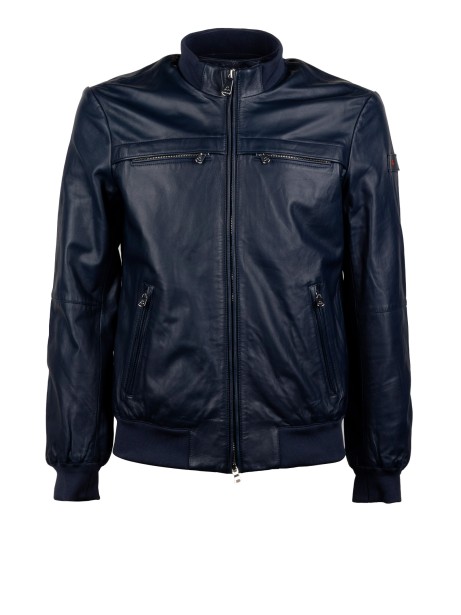 Giacca Biker in Nappa Blu Grafite - Peuterey