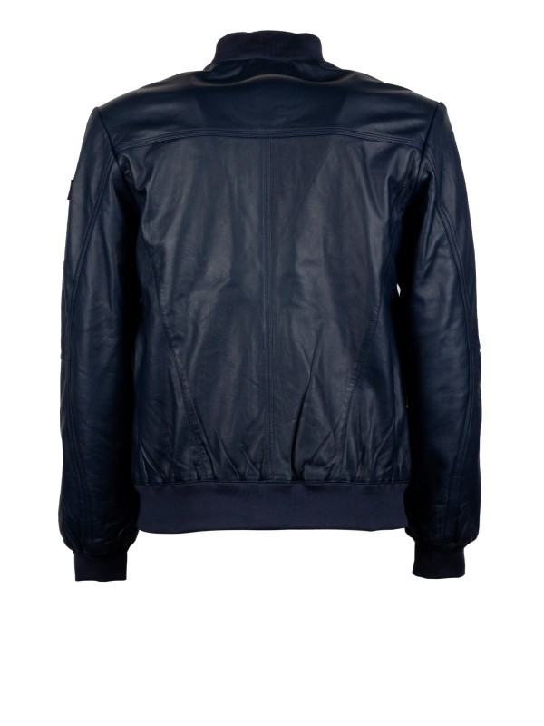 Giacca Biker in Nappa Blu Grafite - Peuterey