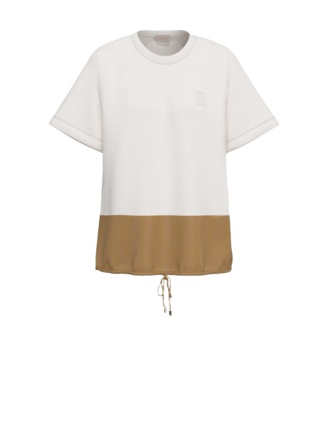 Blusa in jersey e taffetà - CAMMELLO