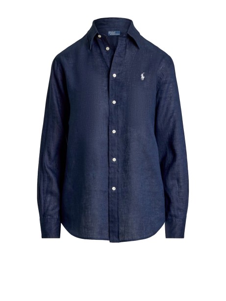 Camicia in Lino Classic Fit Newport Navy di Polo Ralph Lauren