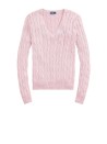 Polo Ralph Lauren Women's V-Neck Cable Knit Sweater in Pink