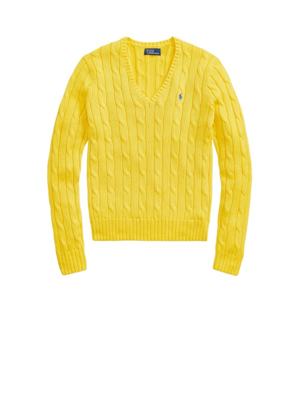 Maglione in Cotone con Scollo a V di Polo Ralph Lauren