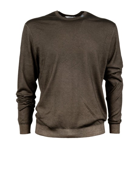 Malo Brown Wool Crew Neck Sweater