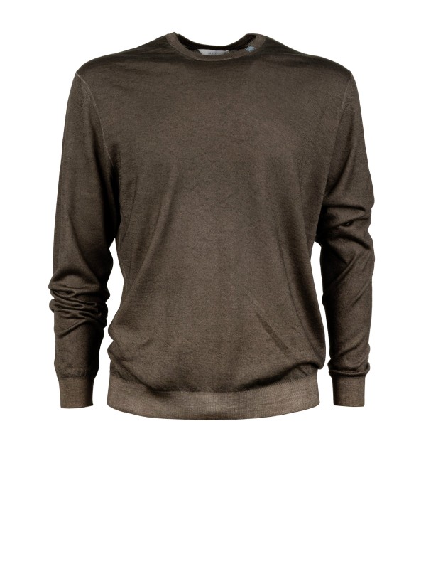 Malo Brown Wool Crew Neck Sweater