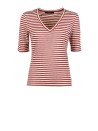 T-shirt in jersey di lino elasticizzato con scollo a V - Ciliegia