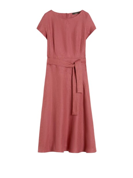 Max Mara WKDESORDIO Cherry Linen Canvas Midi Dress