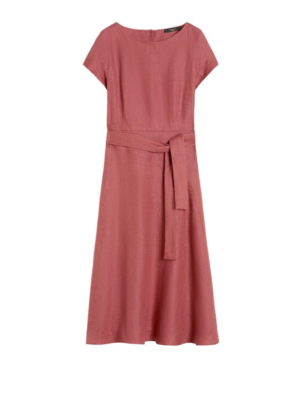 Max Mara WKDESORDIO Cherry Linen Canvas Midi Dress
