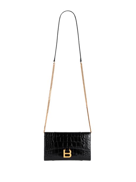 Balenciaga Hourglass Wallet on Chain in Black