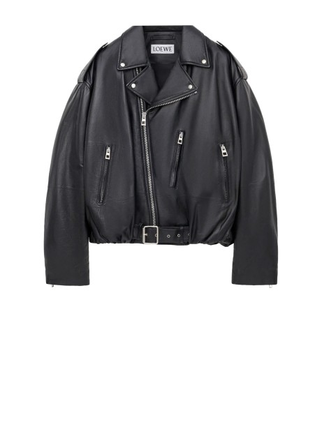 LOEWE Black Leather Biker Jacket