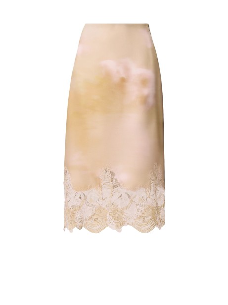 Fabiana Filippi Printed Silk Twill Skirt with Lace
