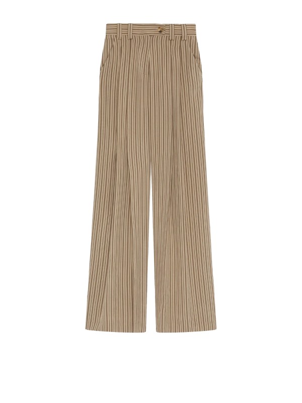 Marella MLLORDINE Fluid Viscose Palazzo Trousers in Hazelnut Brown