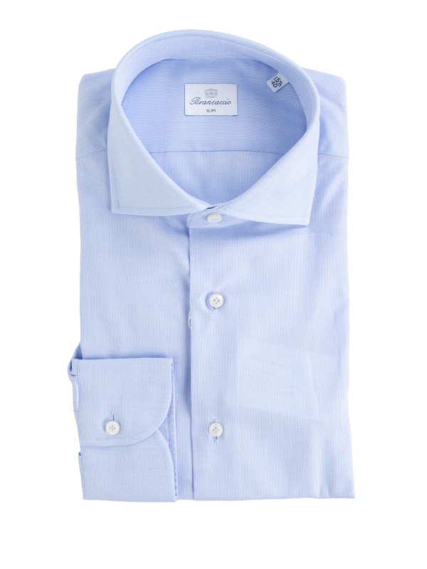 Camicia Brancaccio Micro Operata Collo Giò Celeste