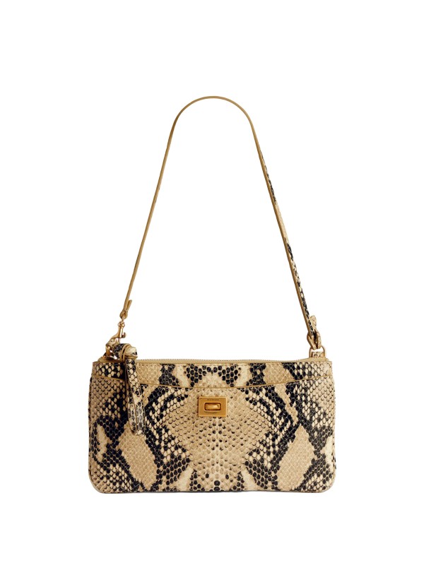 Balenciaga Women's Rodeo Phone Pouch in Natural Python Embossed Calfskin