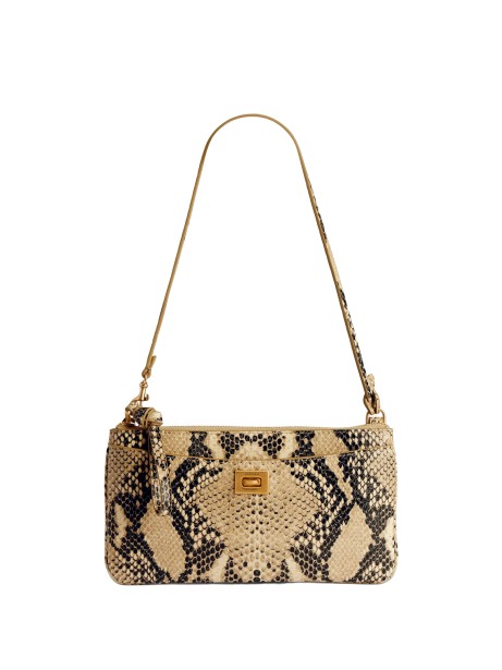 Balenciaga Women's Rodeo Phone Pouch in Natural Python Embossed Calfskin