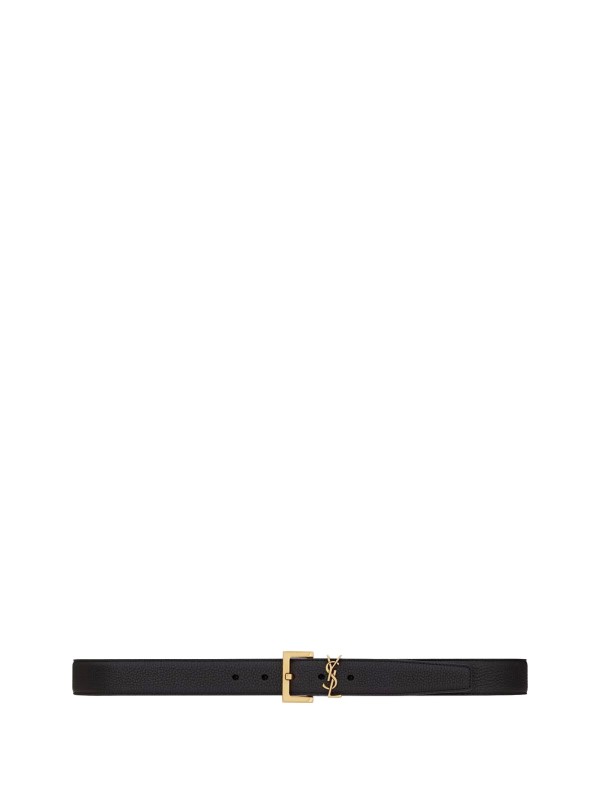 Saint Laurent Cassandre Belt with Square Buckle in Smooth Leather