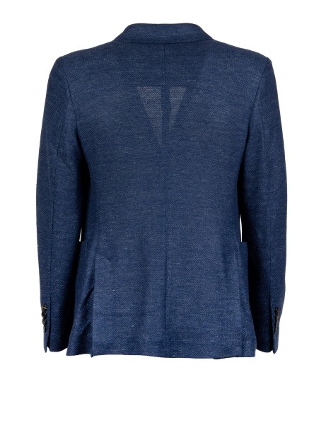 Giacca Doppiopetto Lino e Cotone Blu Navy con Rever Classici 2