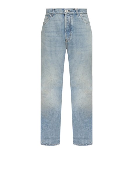Alexander McQueen Men's Straight-Leg Jeans in Washed Blue