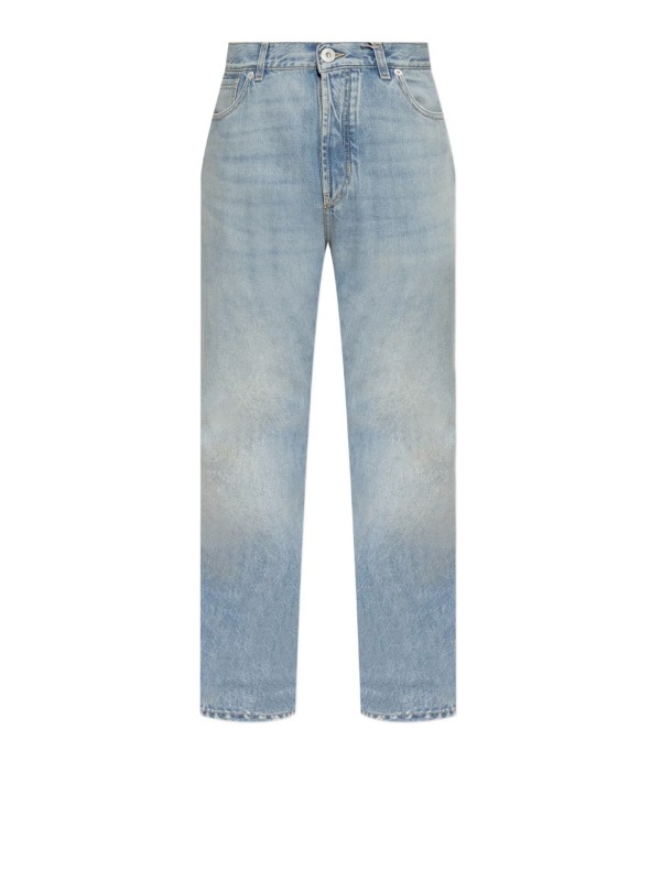Jeans a Gamba Dritta in Denim Blu Scuro di Alexander McQueen