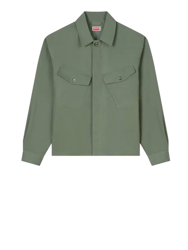 Kenzo Men's Dark Khaki Cotton Overshirt