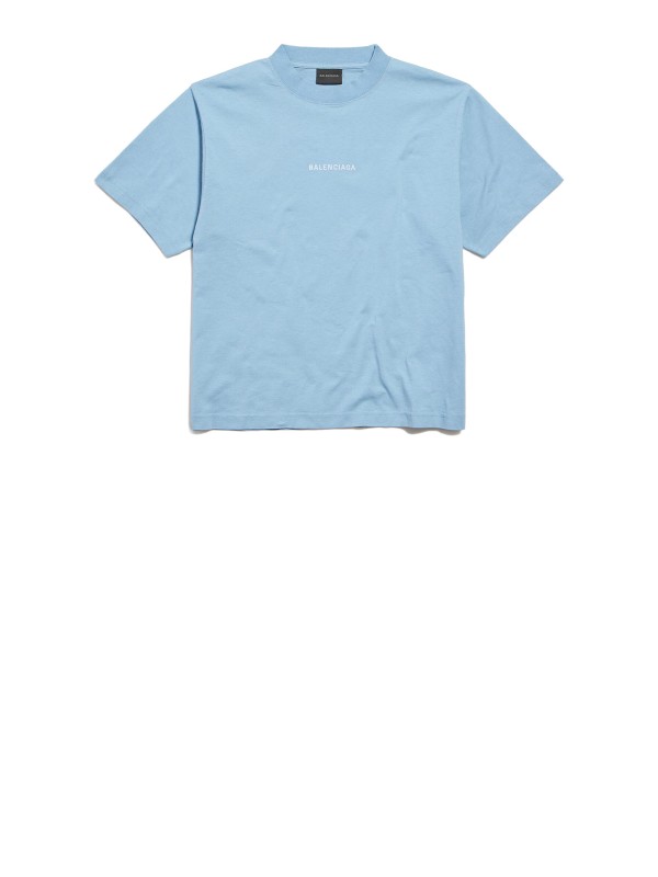 Balenciaga Back T-Shirt Medium Fit Light Blue/White