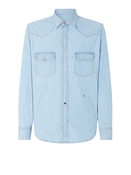 Light Blue Bleached Denim Shirt