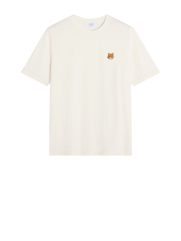 T-shirt Regular con Testa di Volpe in Cotone Organico - Giallo Pastello